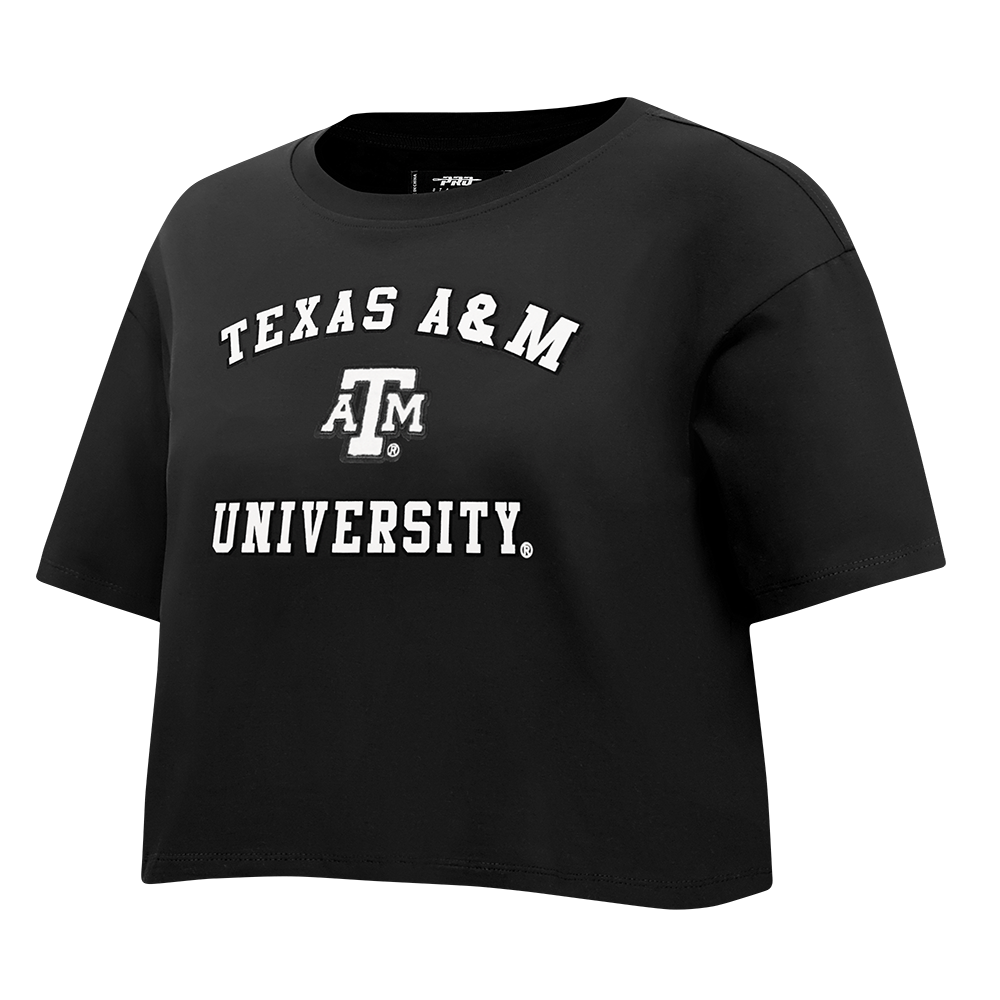 COLLEGE TEXAS A&M UNIVERSITY CLASSIC WOMEN'S SJ BOXY TEE (BLACK)