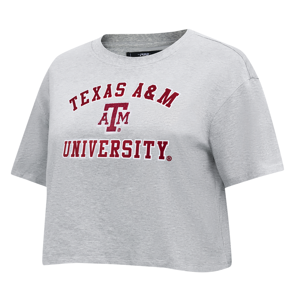 COLLEGE TEXAS A&M UNIVERSITY CLASSIC WOMEN'S SJ BOXY TEE (HEATHER GREY)