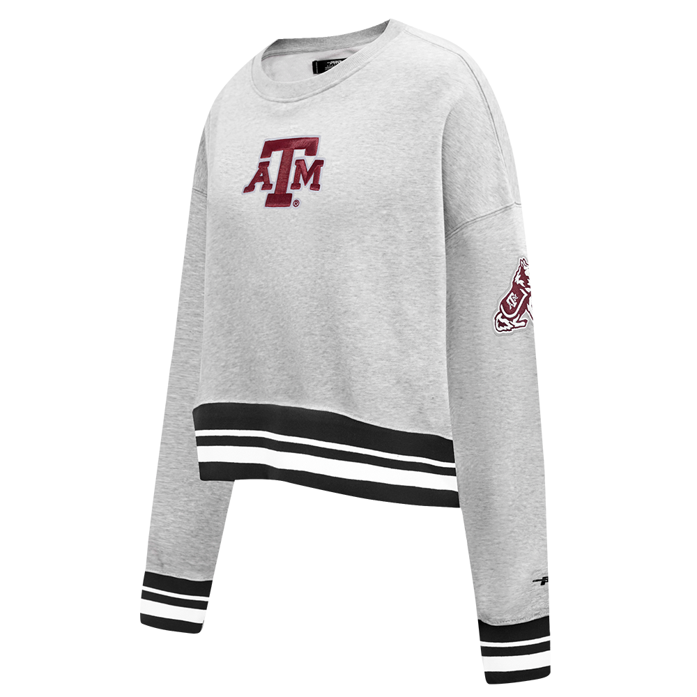 COLLEGE TEXAS A&M UNIVERSITY CLASSIC WOMEN'S RIB FLC CREWNECK (HEATHER GRAY/BLACK)