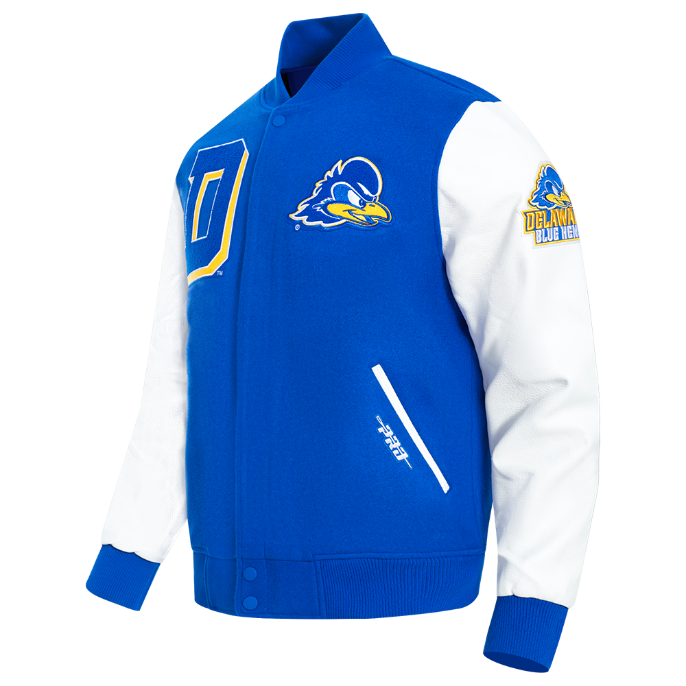 UNIVERSITY OF DELAWARE CLASSIC WOOL VARSITY JACKET (ROYAL BLUE/WHITE)