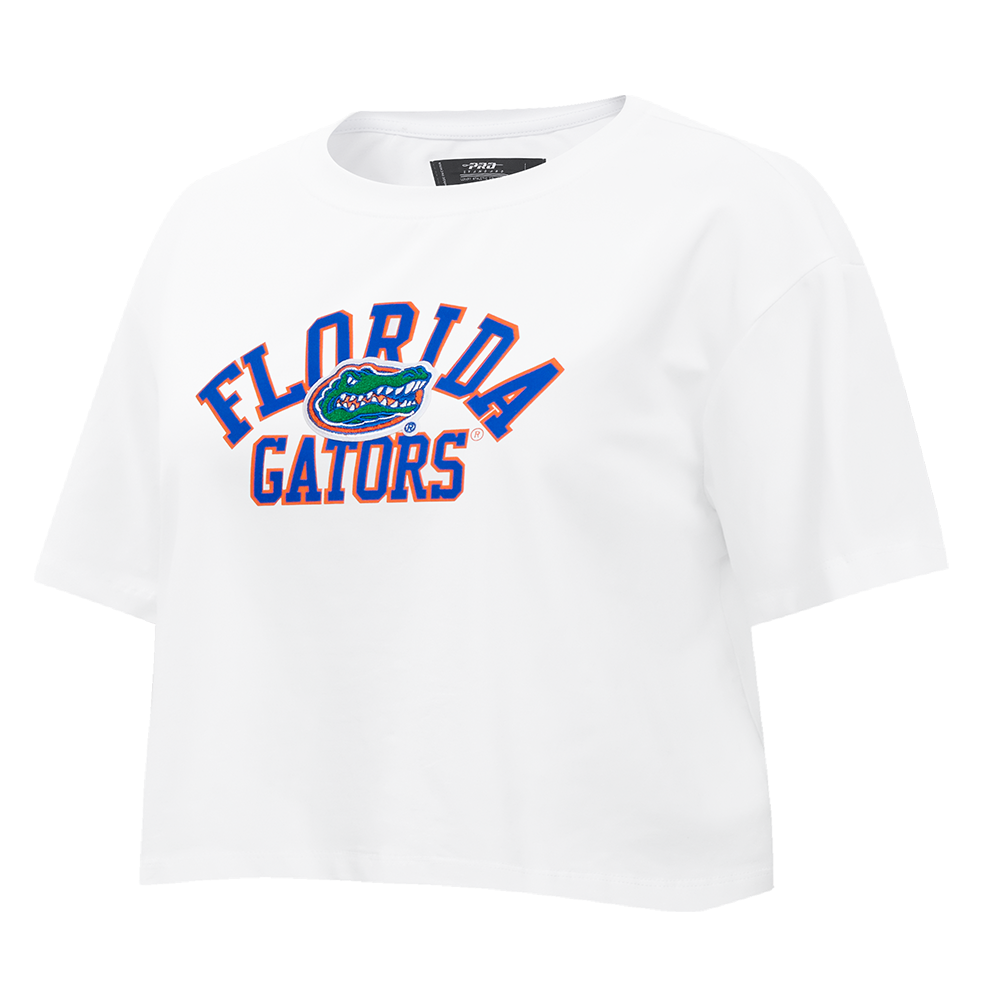 UNIVERSITY OF FLORIDA CLASSIC WOMEN'S SINGLE JERSEY BOXY TEE (WHITE)