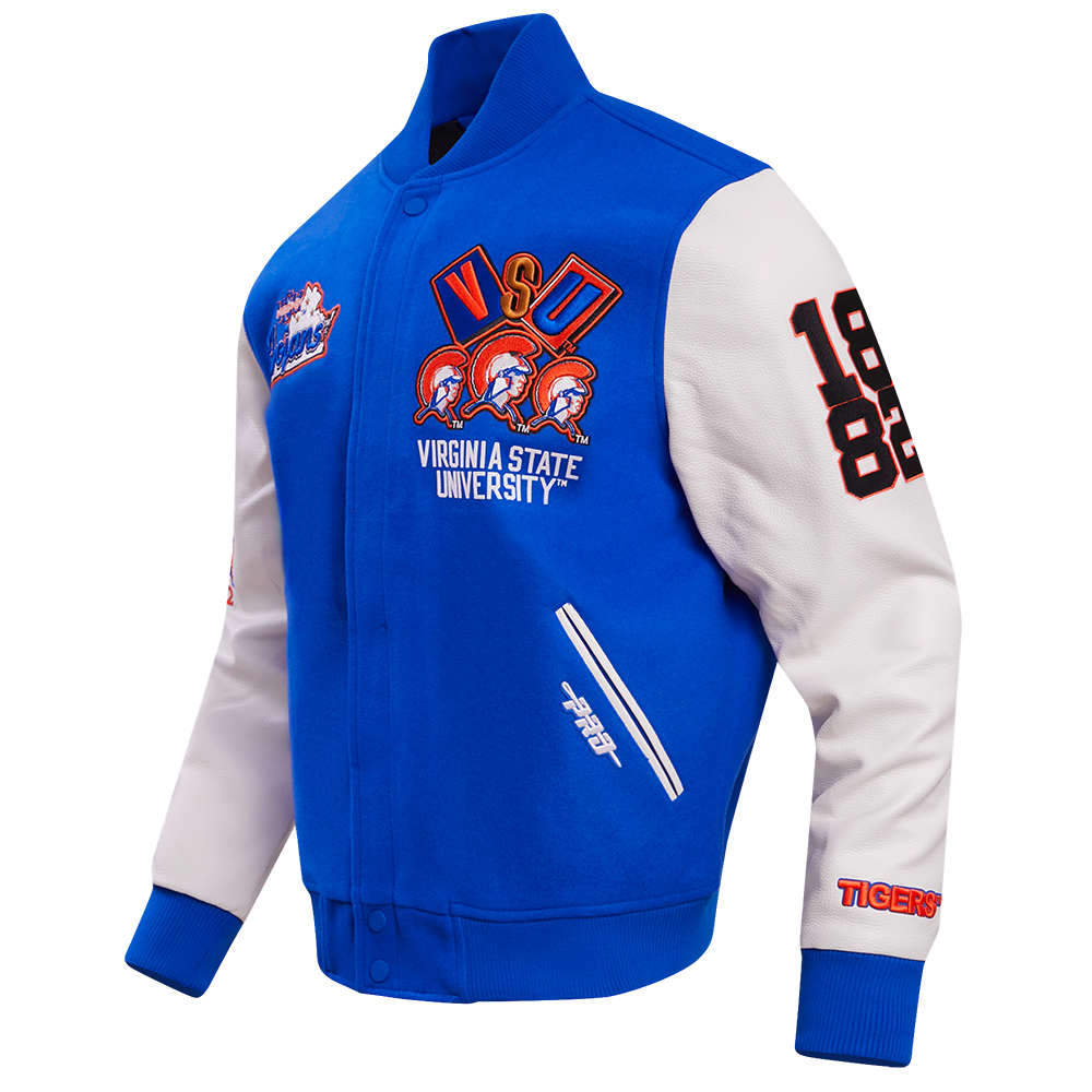 VIRGINIA STATE UNIVERSITY HOMECOMING MEN'S WOOL VARSITY JACKET (ROYAL BLUE/WHITE)