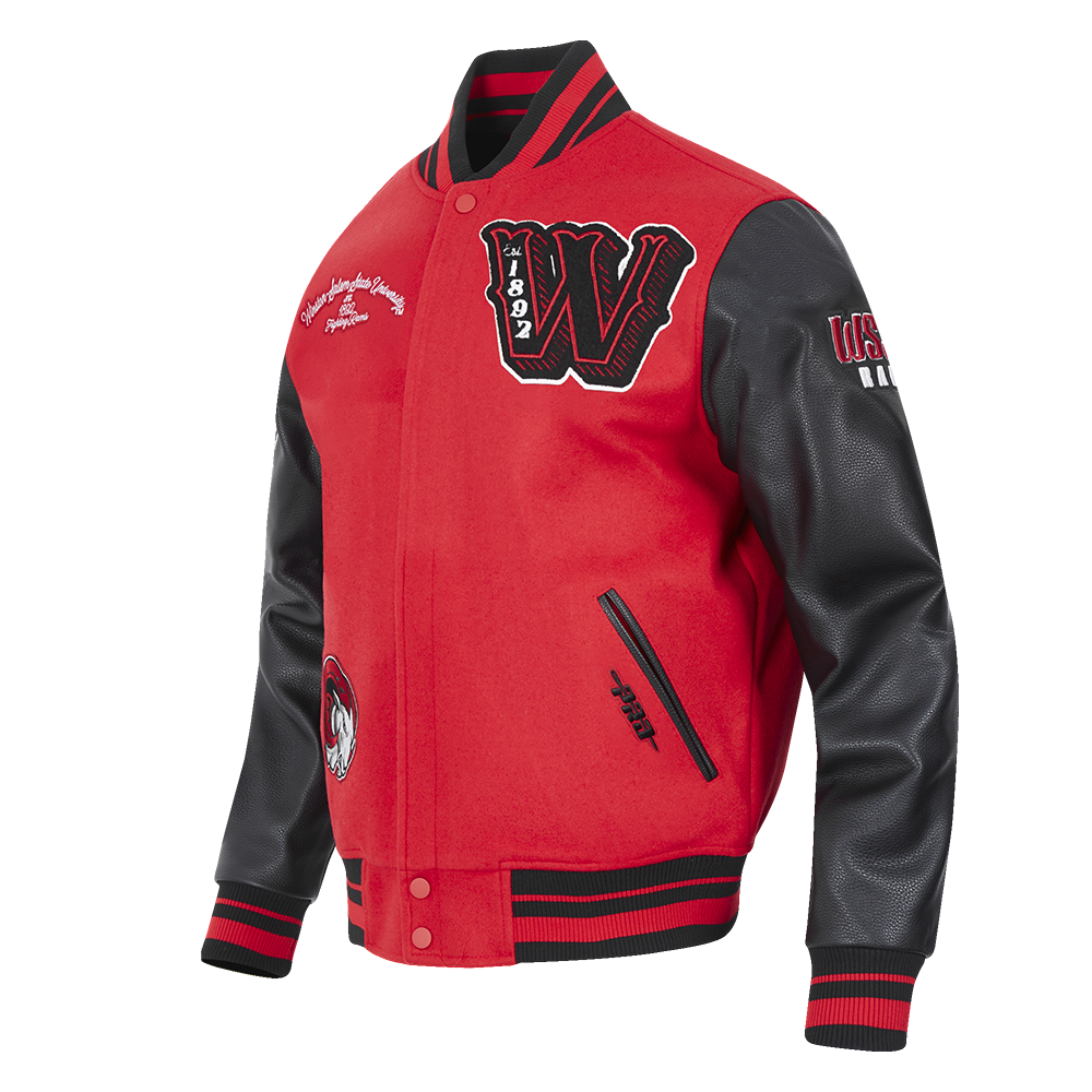 COLLEGE WINSTON-SALEM STATE UNIVERSITY VINTAGE VARSITY MEN'S RIB WOOL VA (RED/BLACK)