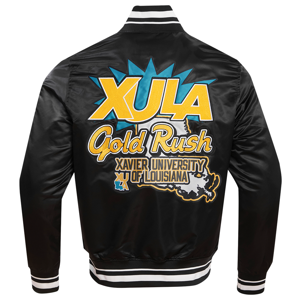 XAVIER UNIVERSITY OF LOUISIANA HOMECOMING MEN S RIB SATIN JACKET BLAC Pro Standard