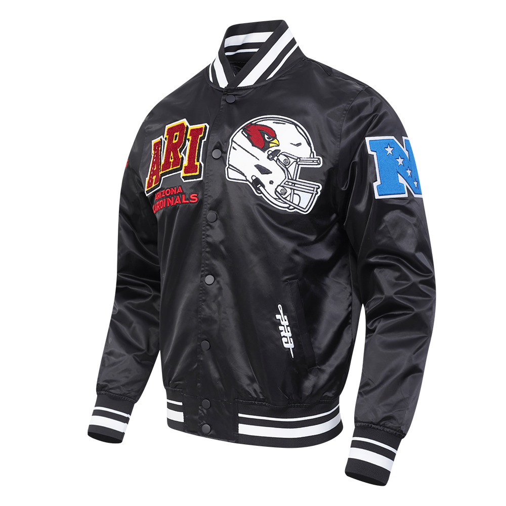 NFL ARIZONA CARDINALS MASHUP MEN'S RIB SATIN JACKET (BLACK)