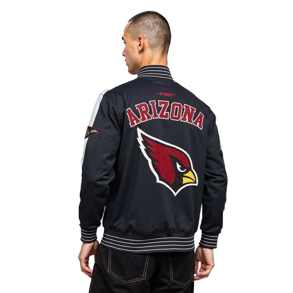NFL ARIZONA CARDINALS PRO GAME DAY MEN'S DBL KNIT JACKET (BLACK/SILVER/WHITE)
