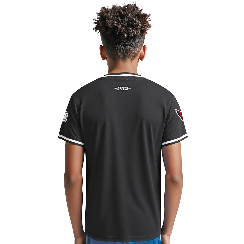 NFL ARIZONA CARDINALS CLASSIC BIG BOYS SHORT SLEEVE STRIPED RIB TEE (BLACK)