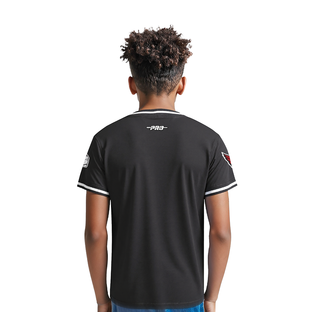 NFL ARIZONA CARDINALS CLASSIC LITTLE BOYS SHORT SLEEVE STRIPED RIB TEE (BLACK)