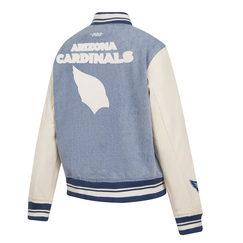 NFL ARIZONA CARDINALS VARSITY BLUES WOMEN'S DENIM VARSITY JACKET (DENIM/LINEN)