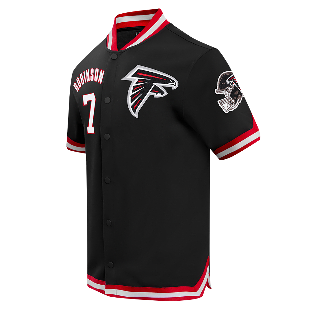 NFL ATLANTA FALCONS BIJAN ROBINSON #7 CLASSIC MEN'S WARM UP JACKET (BLACK/RED)