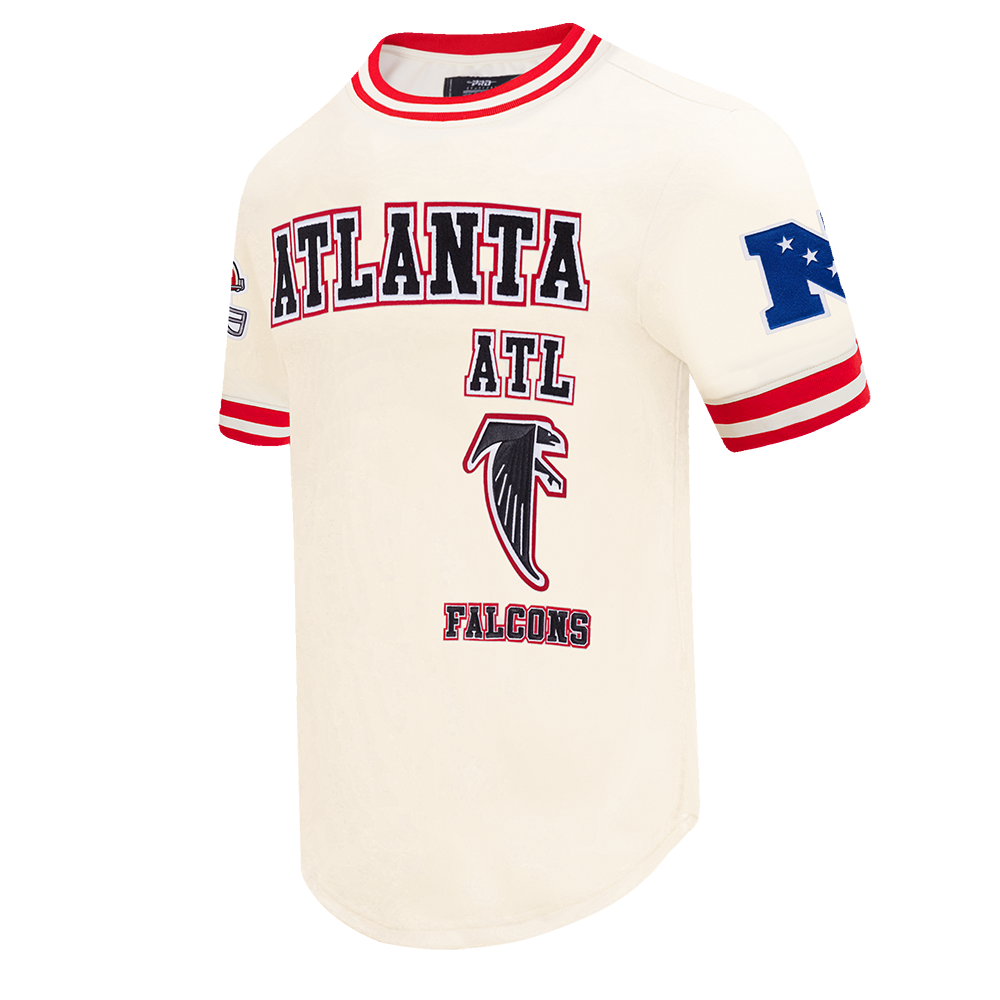 NFL ATLANTA FALCONS RETRO CLASSIC MEN'S RIB SATIN JACKET (EGGSHELL/RED)
