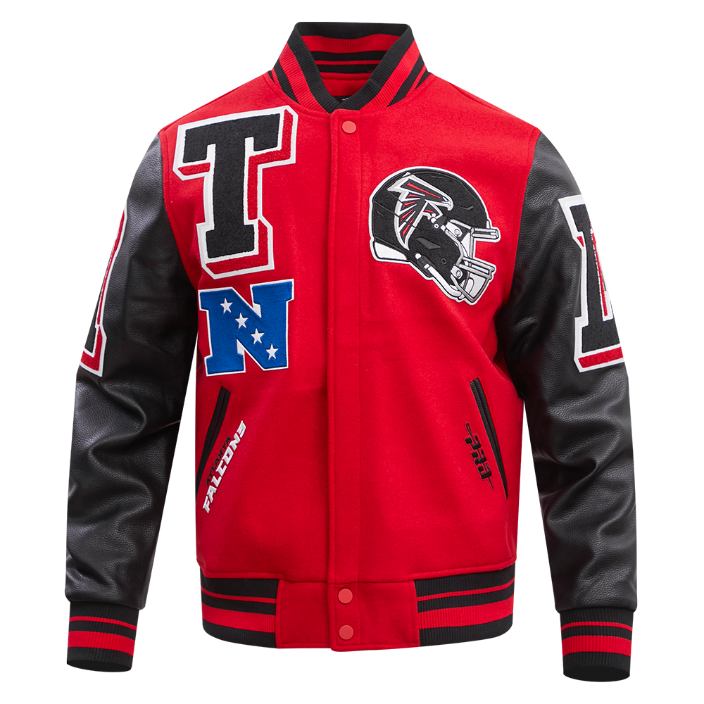 NFL ATLANTA FALCONS MASHUP MEN'S RIB WOOL VARSITY JACKET (RED/BLACK ...