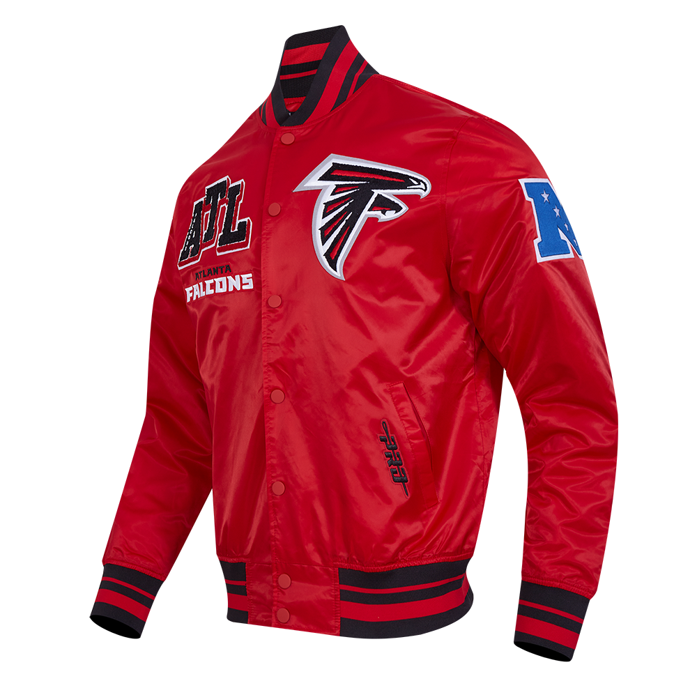 NFL ATLANTA FALCONS MASHUP MEN'S RIB SATIN JACKET (RED/BLACK)