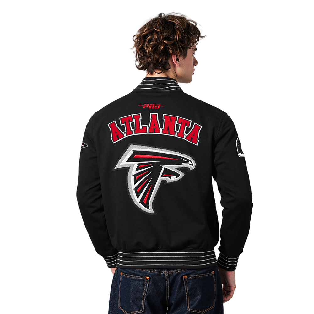 NFL ATLANTA FALCONS PRO GAME DAY MEN'S DBL KNIT JACKET (BLACK/SILVER/WHITE)
