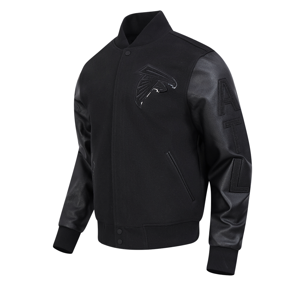 NFL ATLANTA FALCONS TRIPLE BLACK WOOL MEN'S VARSITY JACKET (TRIPLE BLACK)