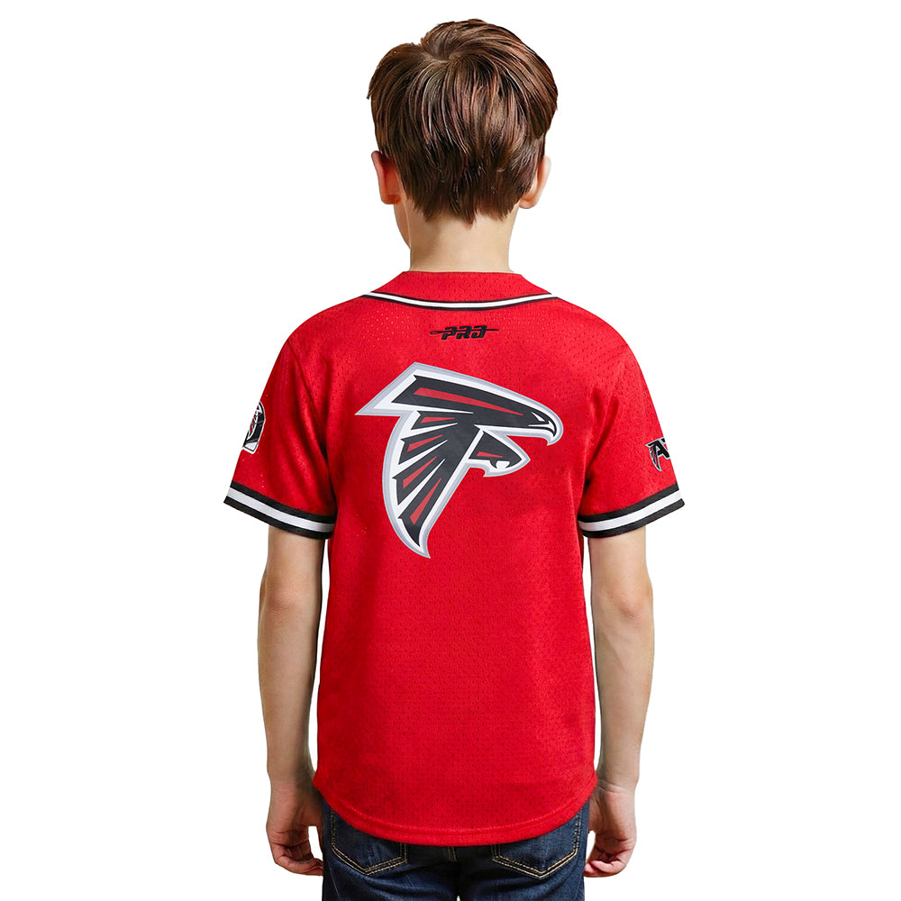 NFL ATLANTA FALCONS CLASSIC BIG BOY'S MESH BUTTON DOWN SHIRT (RED/BLACK)