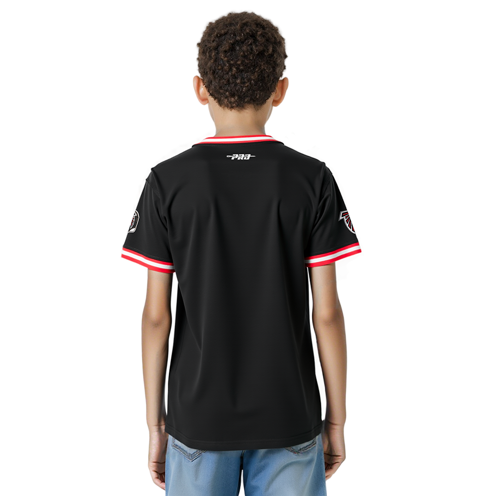 NFL ATLANTA FALCONS CLASSIC BIG BOYS SHORT SLEEVE STRIPED RIB TEE (BLACK/RED)