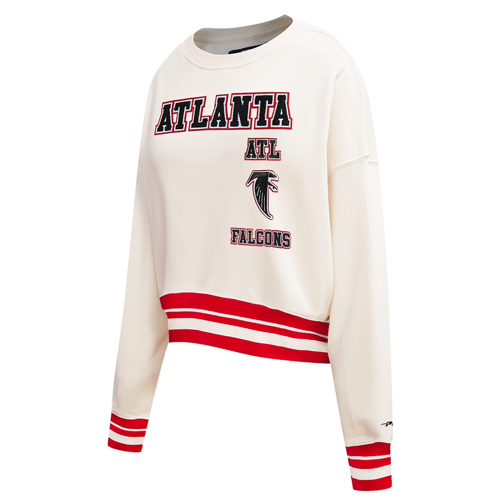 NFL ATLANTA FALCONS RETRO CLASSIC WOMEN'S RIB CREWNECK (EGGSHELL/ RED)