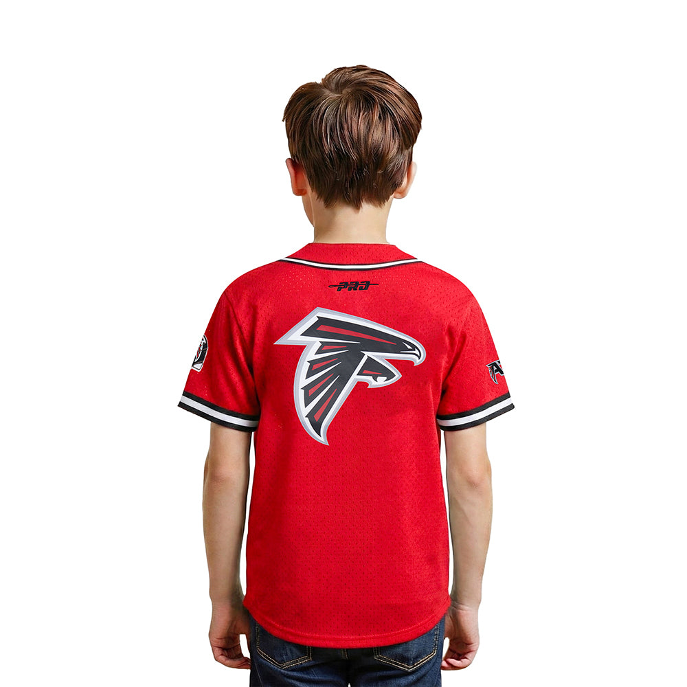 NFL ATLANTA FALCONS CLASSIC LITTLE BOY'S MESH BUTTON DOWN SHIRT (RED/BLACK)