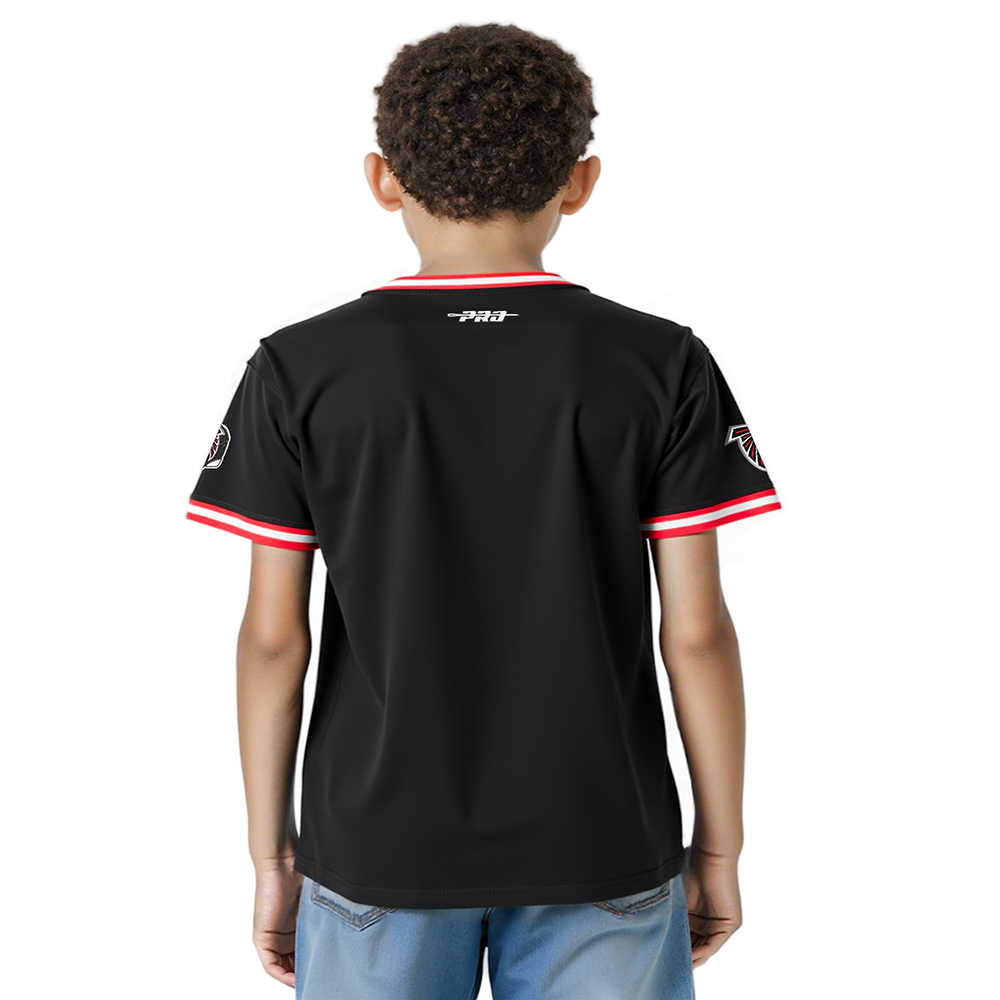 NFL ATLANTA FALCONS CLASSIC LITTLE BOYS SHORT SLEEVE STRIPED RIB TEE (BLACK/RED)
