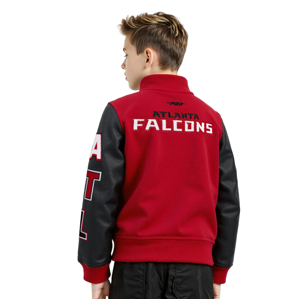 NFL ATLANTA FALCONS CLASSIC LITTLE BOYS WOOL VARSITY JACKET (RED/BLACK)