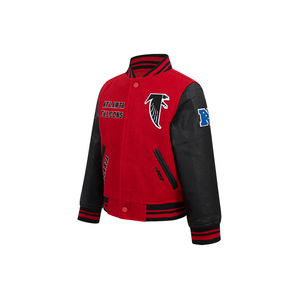 NFL ATLANTA FALCONS RETRO CLASSIC LITTLE BOYS RIB WOOL VARSITY JACKET (RED/BLACK)
