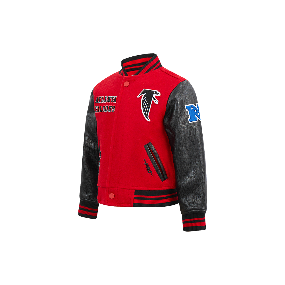 NFL ATLANTA FALCONS RETRO CLASSIC TODDLER BOYS RIB WOOL VARSITY JACKET (RED/BLACK)