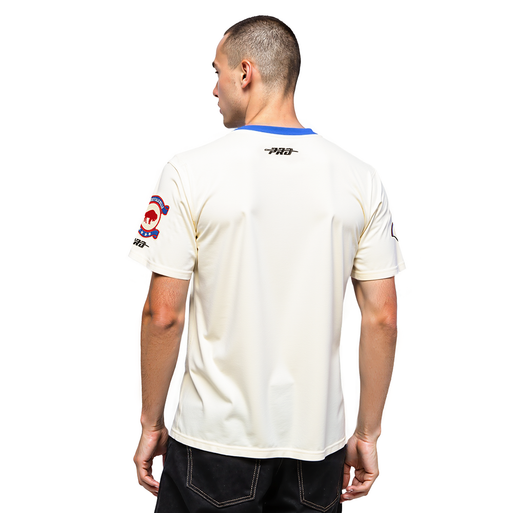 NFL BUFFALO BILLS MODERN ORIGINALS MEN'S RINGER TEE (EGGSHELL/ROYAL BLUE)