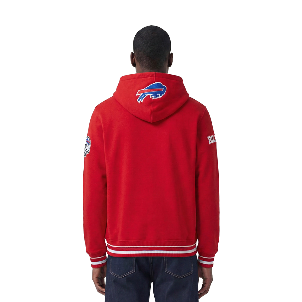 NFL BUFFALO BILLS SCRIPT TAIL MEN'S RIB FLC PO HOODIE (RED)