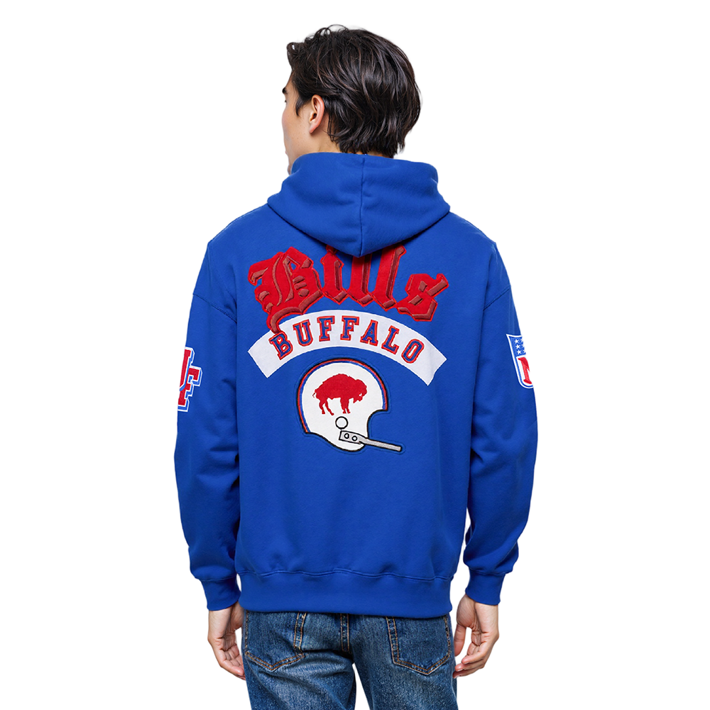 NFL BUFFALO BILLS BEST OF MEN'S DROP SHOULDER FLC PO HOODIE (ROYAL BLUE)