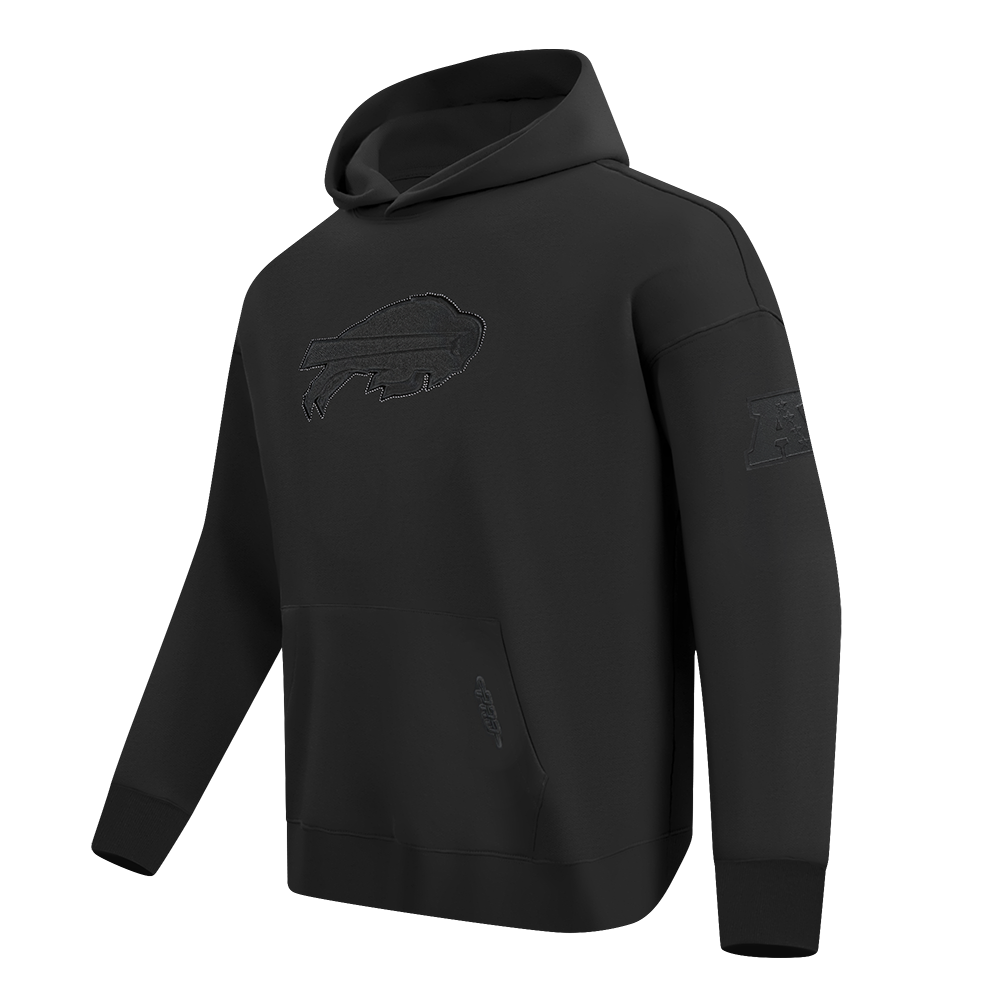 NFL BUFFALO BILLS BLACKOUT MEN'S DROP SHOULDER FLC PO HOODIE (BLACK)
