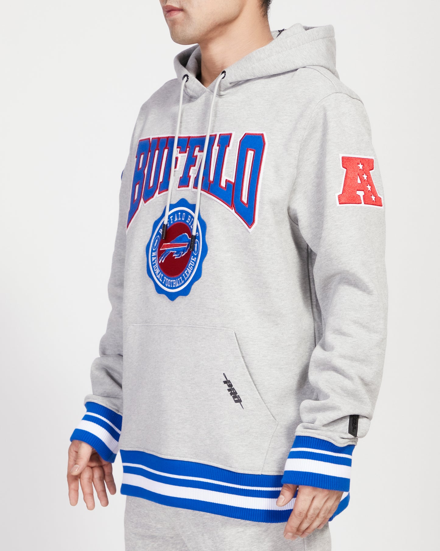 NFL BUFFALO BILLS CREST EMBLEM RIB FLC PO HOODIE (HEATHER GREY/ROYAL)