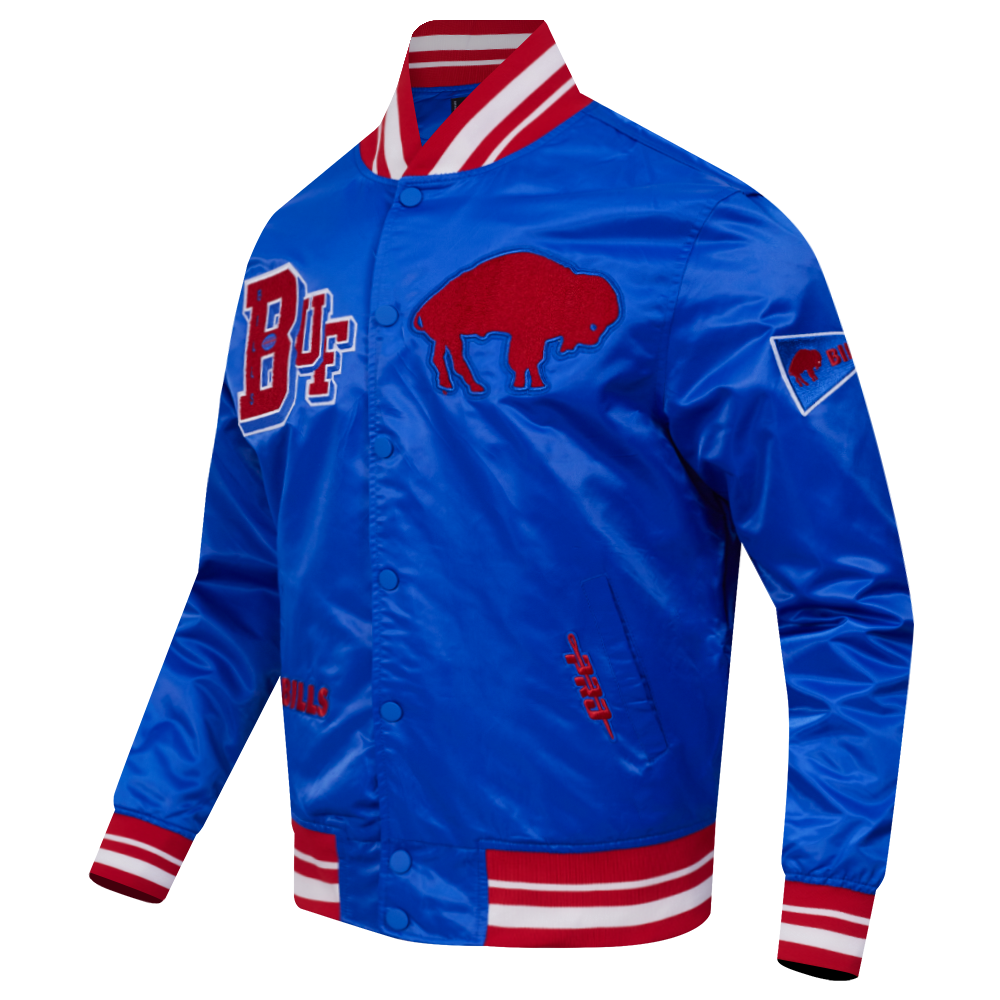 NFL BUFFALO BILLS BEST OF MEN'S RIB SATIN JACKET (ROYAL BLUE/RED)