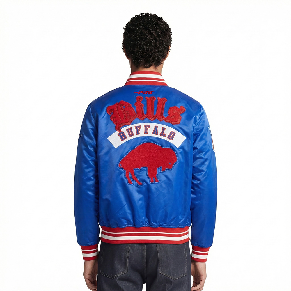 NFL BUFFALO BILLS BEST OF MEN'S RIB SATIN JACKET (ROYAL BLUE/RED)
