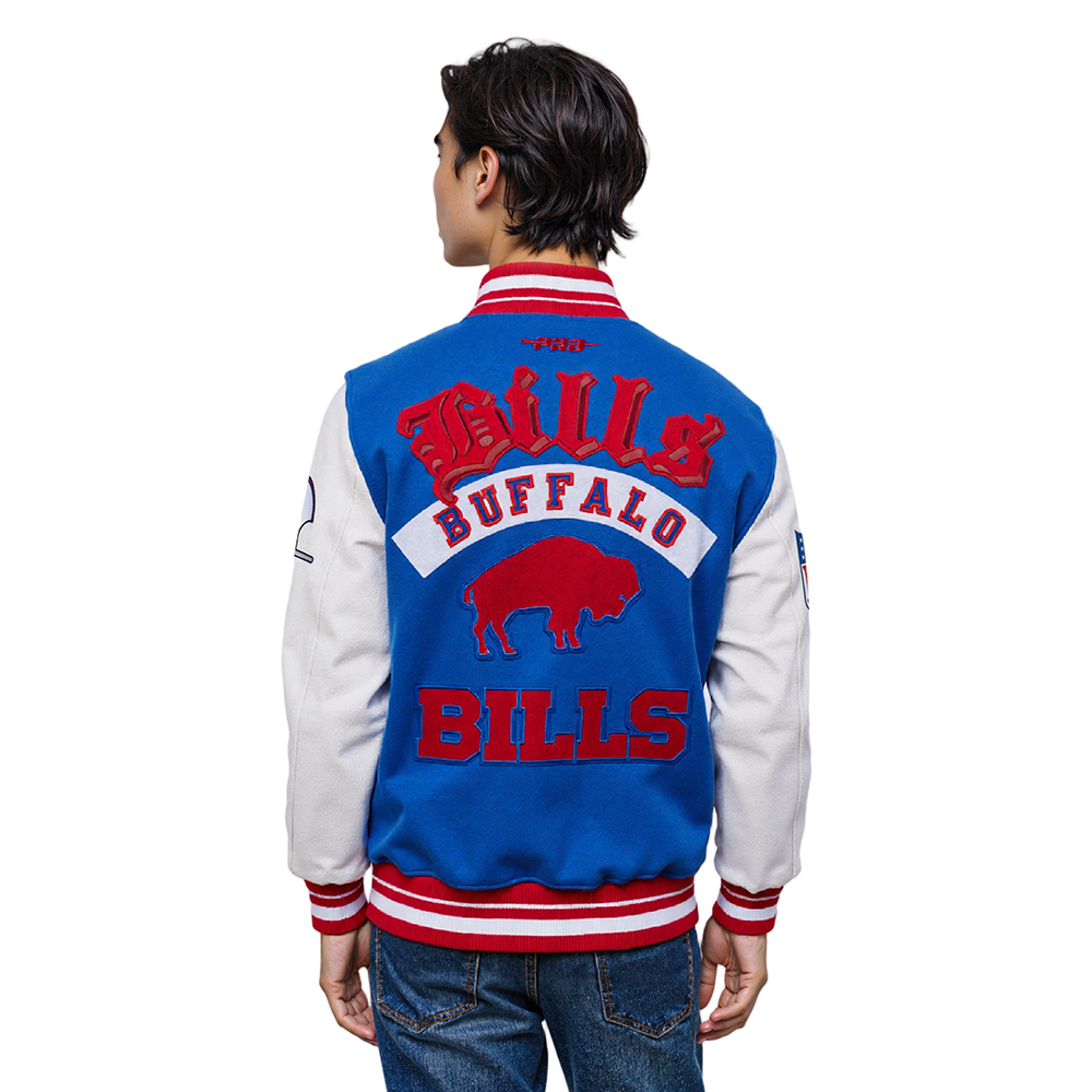 NFL BUFFALO BILLS BEST OF MEN'S RIB WOOL VARSITY JACKET (ROYAL BLUE/RED)