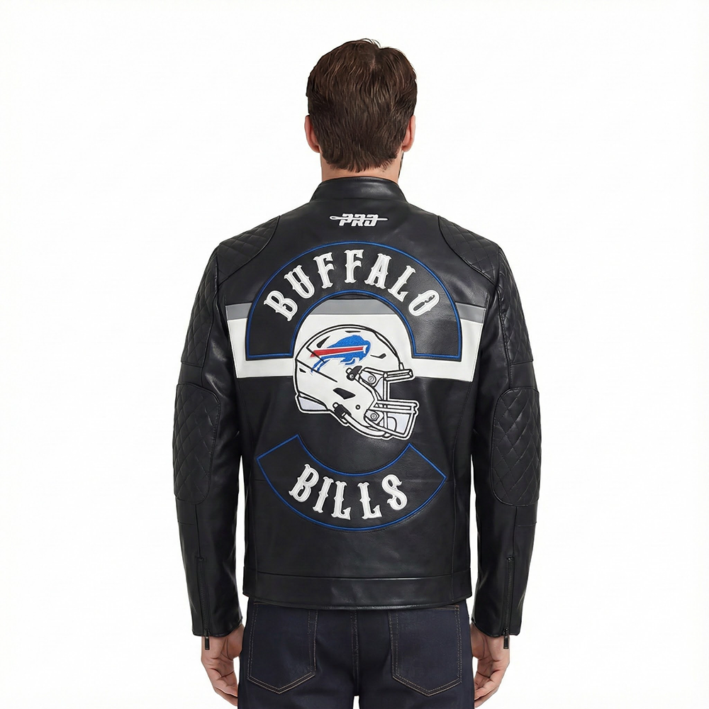 NFL BUFFALO BILLS BORN FOR SPORT MEN'S MOTO JACKET (BLACK/WHITE)