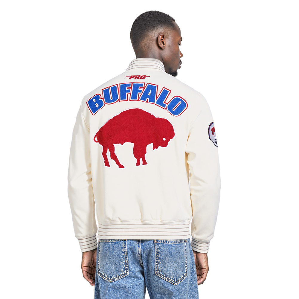 NFL BUFFALO BILLS PRO GAME DAY MEN'S RETRO JACKET (EGGSHELL/TAUPE/EGGSHELL)