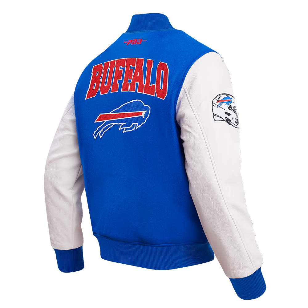 NFL BUFFALO BILLS CITY ARCH MEN'S WOOL VARSITY JACKET (ROYAL BLUE/WHITE)