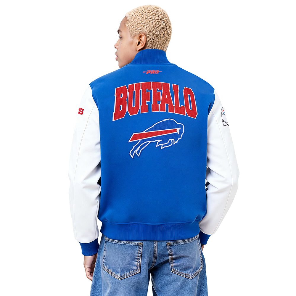 NFL BUFFALO BILLS CITY ARCH MEN'S WOOL VARSITY JACKET (ROYAL BLUE/WHITE)