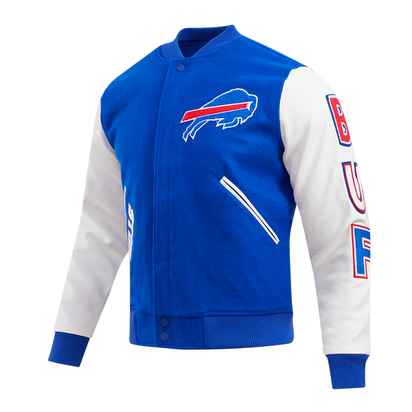 BUFFALO BILLS OLD ENGLISH WOOL VARSITY JACKET (ROYAL BLUE/RED