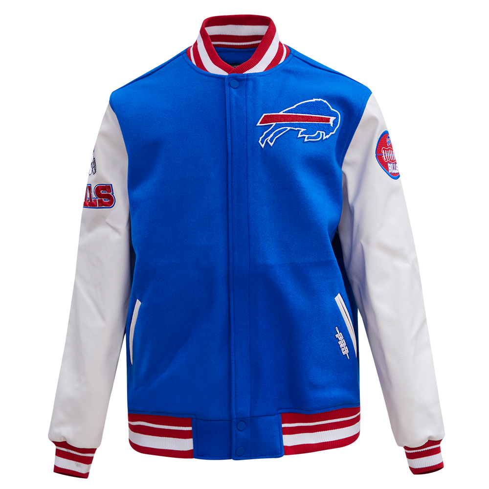 NEW ENGLAND PATRIOTS RETRO CLASSIC RIB SATIN JACKET (ROYAL BLUE/RED)