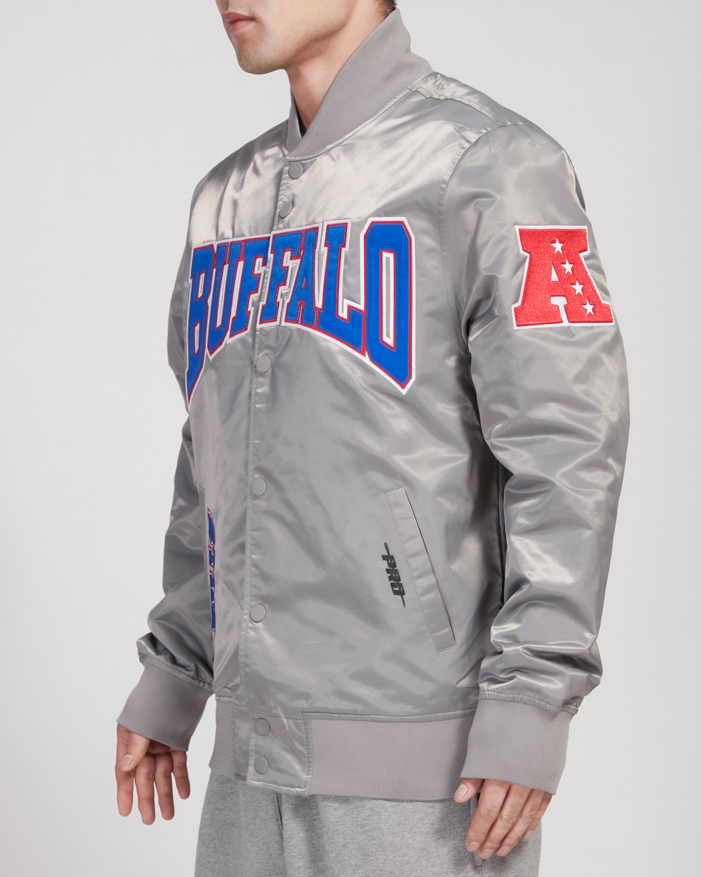 NFL BUFFALO BILLS CREST EMBLEM SATIN JACKET (GRAY)