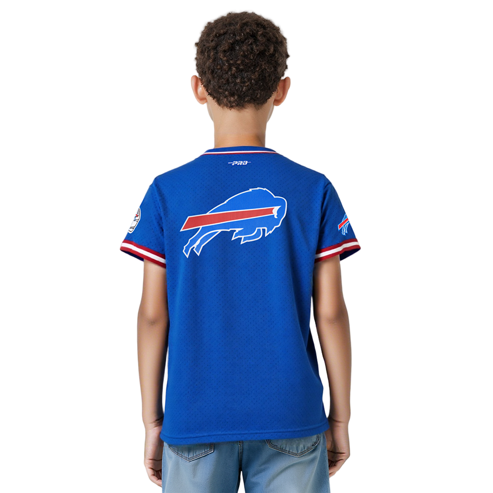 NFL BUFFALO BILLS CLASSIC BIG BOYS MESH BUTTON DOWN SHIRT (ROYAL BLUE/RED)