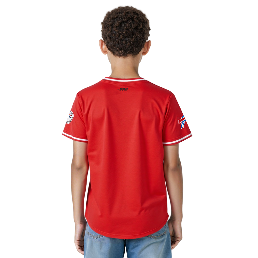 NFL BUFFALO BILLS CLASSIC BIG BOYS SHORT SLEEVE STRIPED RIB TEE (RED)