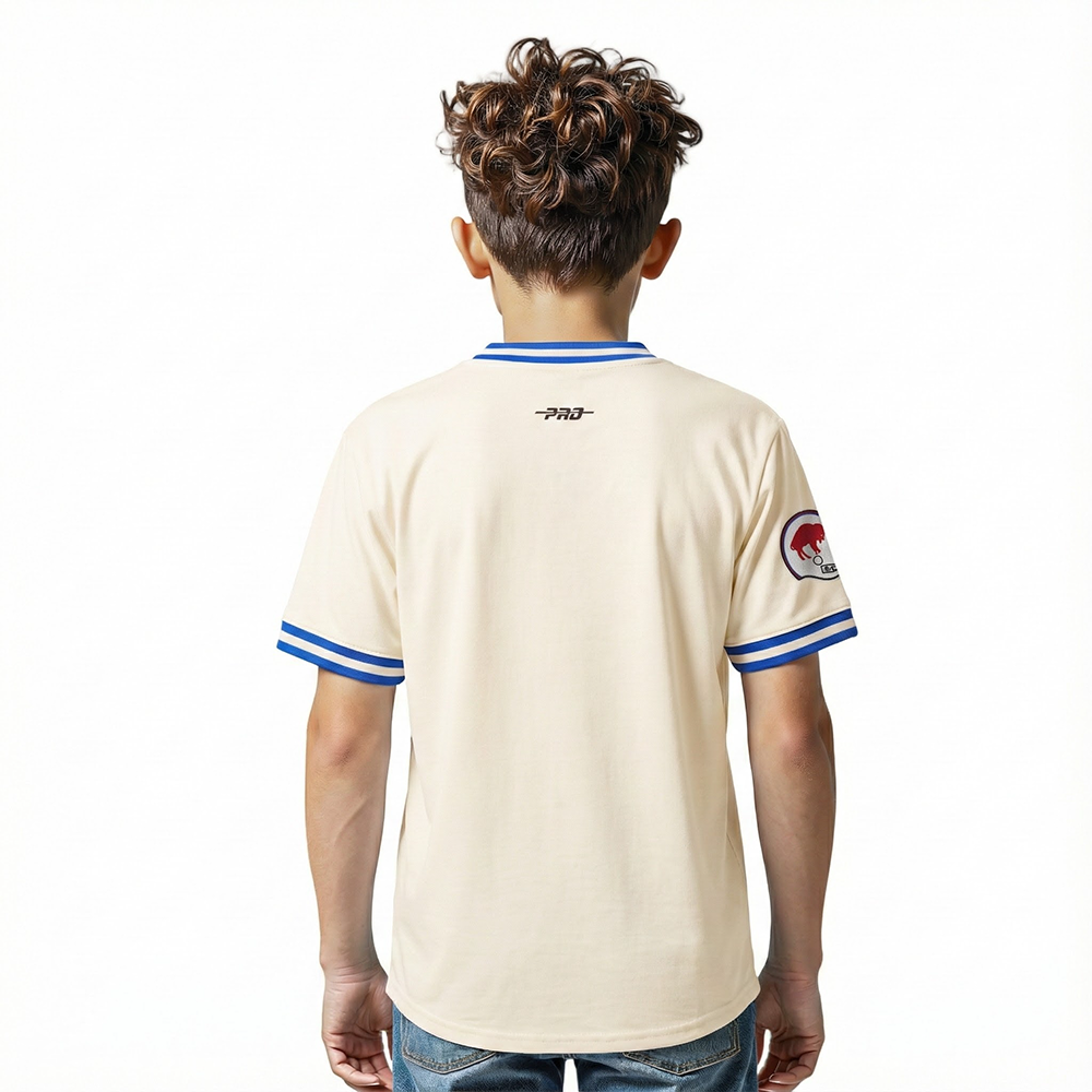 NFL BUFFALO BILLS RETRO CLASSIC BIG BOY'S SS STRIPED RIB TEE (EGGSHELL/ROYAL BLUE)
