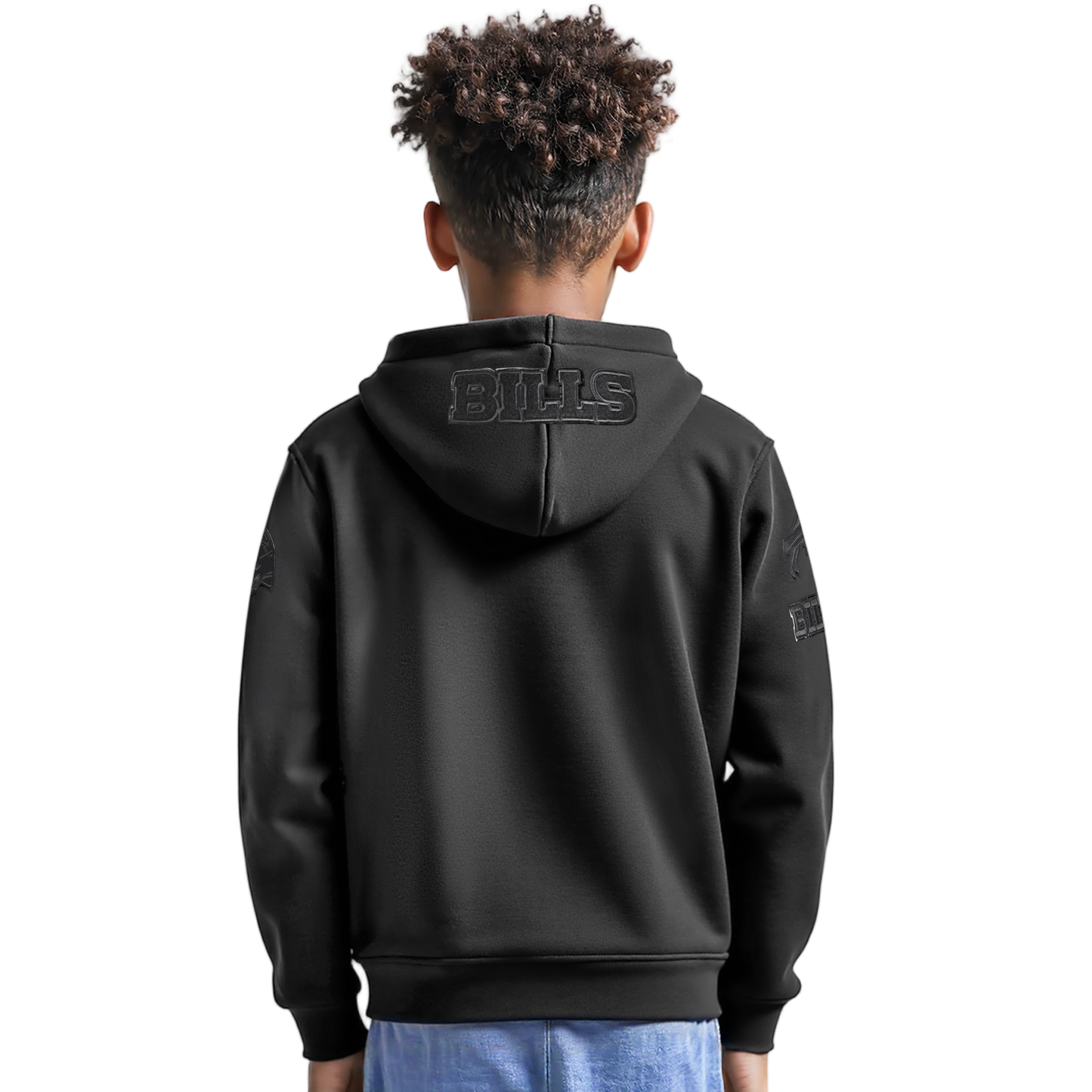 NFL BUFFALO BILLS TRIPLE BLACK BIG BOYS FLEECE PULLOVER HOODIE (BLACK)