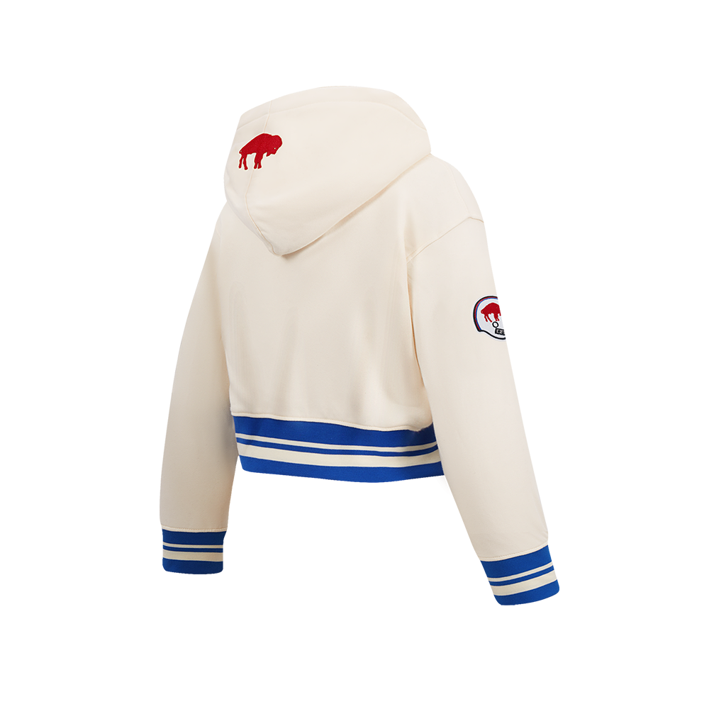 NFL BUFFALO BILLS RETRO CLASSIC BIG GIRL'S RIB FLC PO HOODIE (EGGSHELL/ROYAL BLUE)