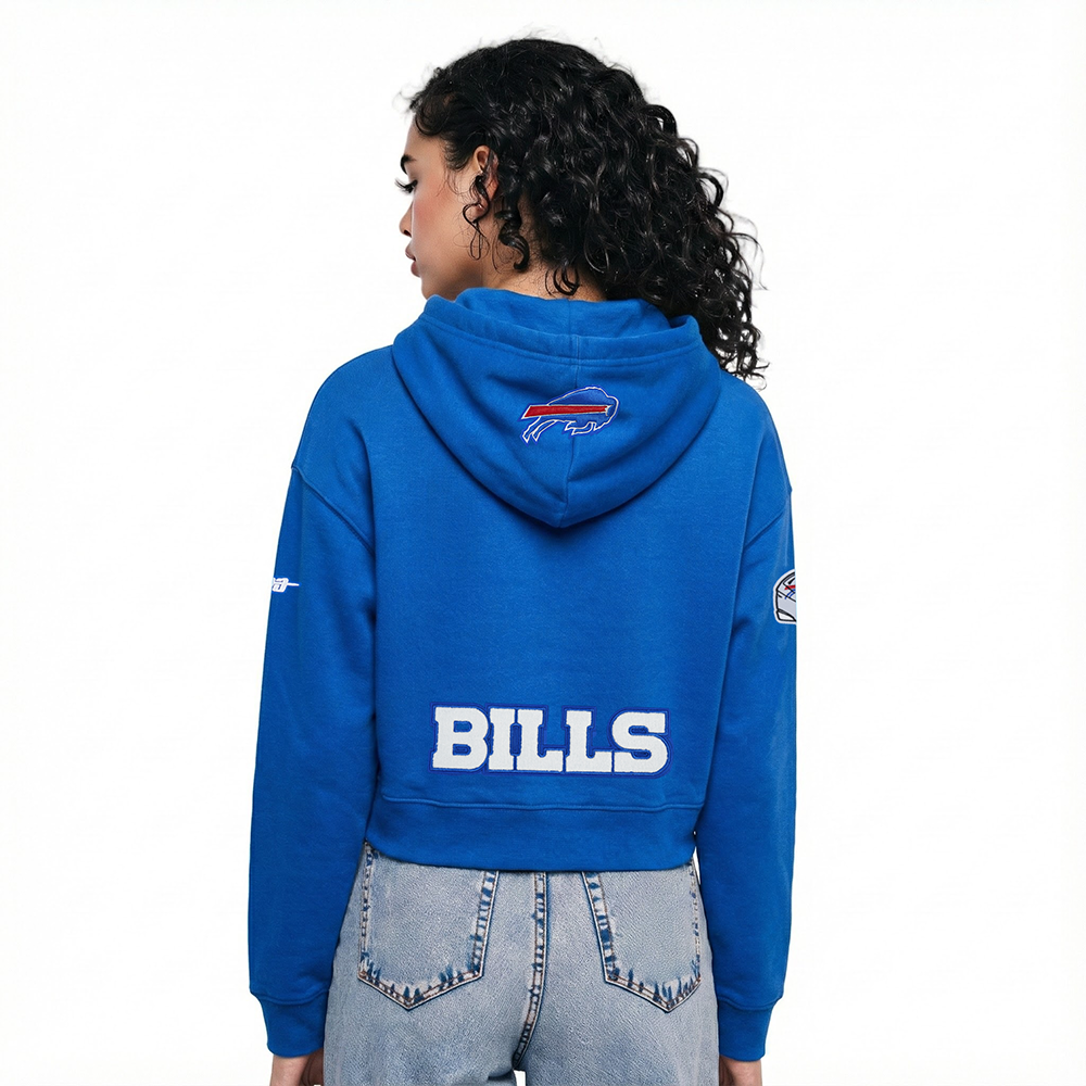 NFL BUFFALO BILLS JOSH ALLEN #17 CLASSIC PNN WOMEN'S FLC CROPPED PO HOODIE (ROYAL BLUE)