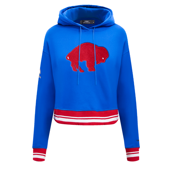 BUFFALO BILLS RETRO CLASSIC FLC CROPPED PO HOODIE (EGGSHELL/ROYAL BLUE)