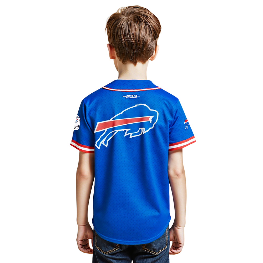 NFL BUFFALO BILLS CLASSIC LITTLE BOYS MESH BUTTON DOWN SHIRT (ROYAL BLUE/RED)